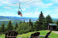 Two people on the McCauley Mountain Chairlift